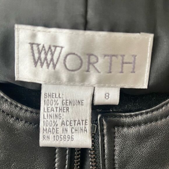 W by Worth Black Leather Dress Size 8 - Picture 2 of 5